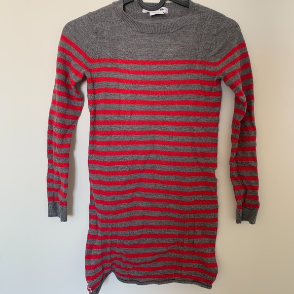 Lacoste Gray & Red Wool Striped Dress - Size XS - Picture 2 of 3